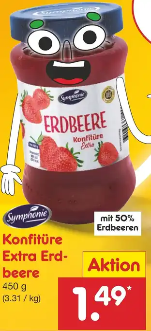 Netto Marken-Discount Symphonie Konfitüre Extra Erdbeeren 450 g Angebot