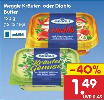 Netto Marken-Discount Meggle Kräuter- oder Diablo Butter 120 g Angebot
