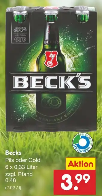Netto Marken-Discount Becks Pils oder Gold 6 x 0,33 Liter Angebot