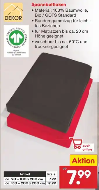 Netto Marken-Discount DEKOR Spannbettlaken Angebot
