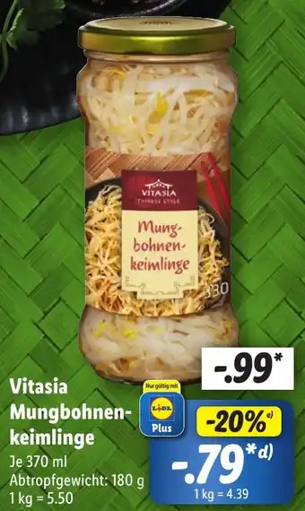 Lidl Vitasia Mungbohnenkeimlinge 370 ml Angebot