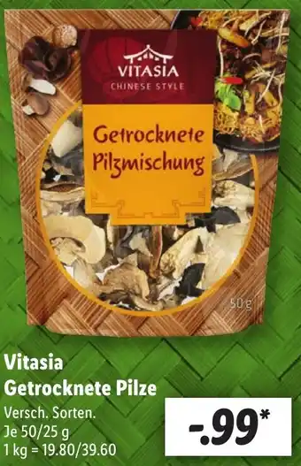 Lidl Vitasia Getrocknete Pilze 50/25 g Angebot
