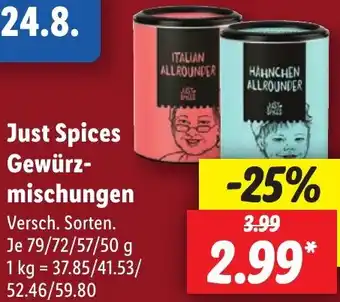Lidl Just Spices Gewürzmischungen 79/72/57/50 g Angebot