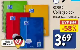 Aldi Nord OXFORD Collegeblock Angebot