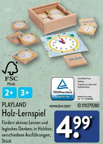 Aldi Nord PLAYLAND Holz-Lernspiel Angebot