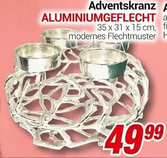 CENTERSHOP Adventskranz Aluminiumgeflecht 35 x 31 x 15 cm Angebot