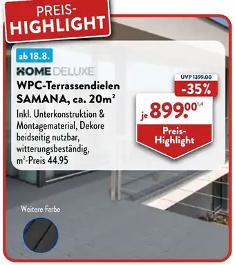 Aldi Nord HOME DELUXE WPC-Terrassendielen SAMANA, ca. 20m² Angebot