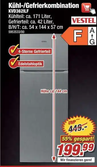 Poco Vestel kühl-/gefrierkombination kvd362ilf Angebot