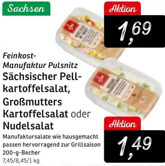 KONSUM Feinkost Manufaktur Pulsnitz Sächsischer Pellkartoffelsalat, Großmutters Kartoffelsalat oder Nudelsalat 200 g Becher Angebot
