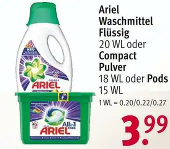 Rossmann Ariel waschmittel flüssig, compact pulver oder pods Angebot