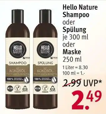 Rossmann Hello nature shampoo, spülung  oder maske Angebot