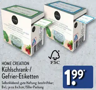 Aldi Nord HOME CREATION Kühlschrank/ Gefrier-Etiketten Angebot