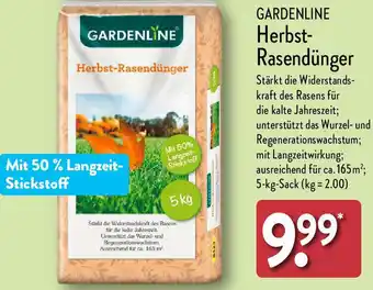 Aldi Nord GARDENLINE Herbst Rasendünger 5kg Sack Angebot