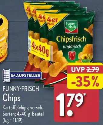 Aldi Nord FUNNY-FRISCH Chips 4x40 g Beutel Angebot