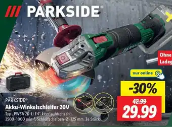 Lidl PARKSIDE Akku-Winkelschleifer 20V Angebot