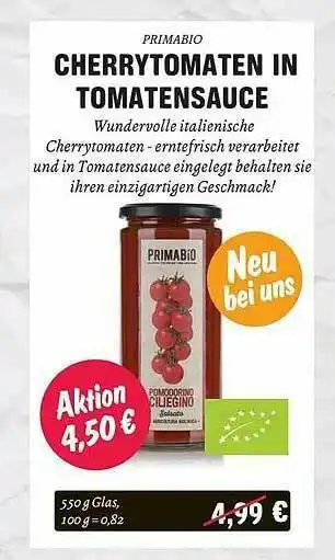 Temma Cherrytomaten In Tomatensauce Primabio Angebot