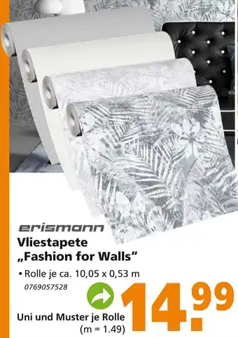 Globus Baumarkt Erismonn Vliestapete ,,Fashion for Walls" Angebot