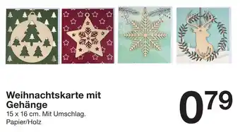 Zeeman Weihnachtskarte mit Gehänge Angebot