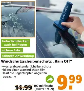 Globus Baumarkt Windschutzscheibenschutz ,,Rain Off" 100 ml Angebot