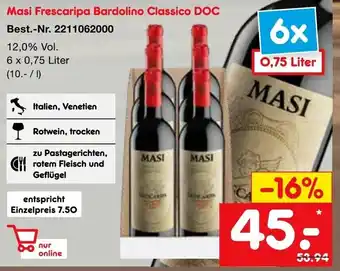 Netto Marken-Discount Masi Frescaripa Bardolino Classico DOC 6x0,75L Angebot