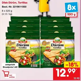 Netto Marken-Discount Dilek Dürüm, Tortillas 8x520g Angebot