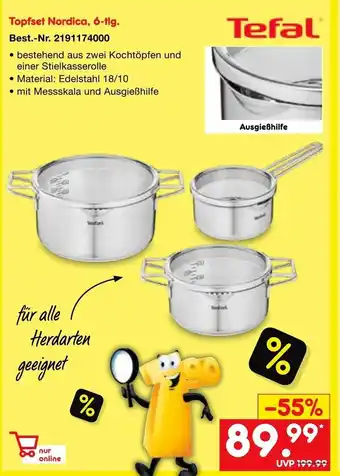 Netto Marken-Discount Tefal Topfset Nordica, 6 tlg. Angebot