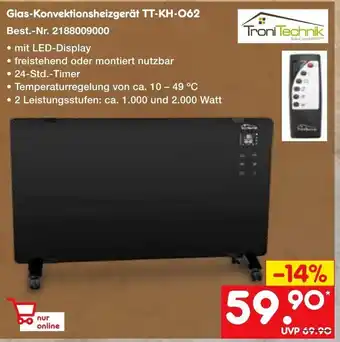 Netto Marken-Discount Glas Konvektionsheizgerät TT-KH 062 Angebot