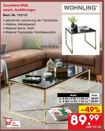 Netto Marken-Discount Wohnling Couchtisch Riva Angebot