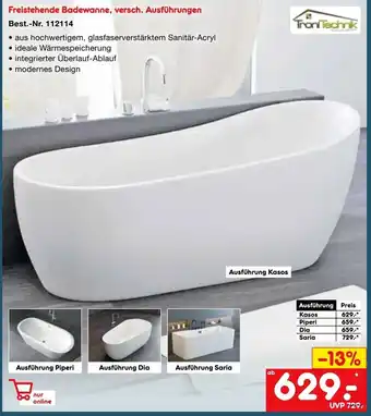 Netto Marken-Discount Freistehende Badewanne Angebot