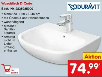 Netto Marken-Discount Duravit Waschtisch D Code Angebot