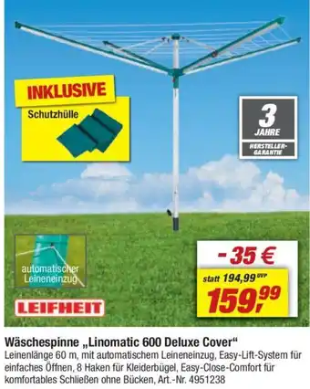 toom Baumarkt LEIFHEIT Wäschespinne ,,Linomatic 600 Deluxe Cover" Angebot