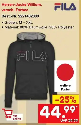 Netto Marken-Discount Fila Herren Jacke William Angebot