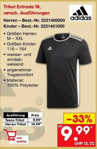 Netto Marken-Discount Adidas Trikot Entrada 18 Angebot