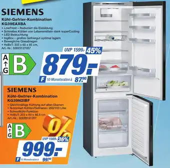 Expert Technomarkt SIEMENS Kühl-Gefrier-Kombination KG39EAXBA Angebot