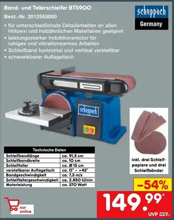 Netto Marken-Discount Scheppach Band und Tellerschleifer BTS900 Angebot