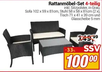 CENTERSHOP Rattanmöbel-Set 4-teilig Angebot