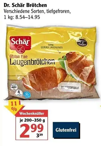 Globus Dr. Schär Brötchen 200-350g Angebot