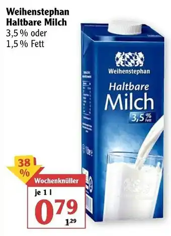 Globus Weihenstephan Haltbare Milch 1L Angebot