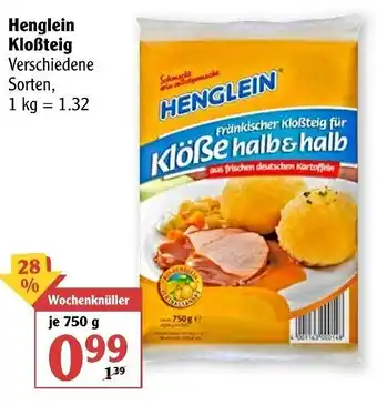 Globus Henglein Kloßteig 750g Angebot