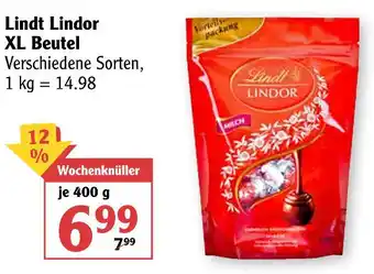 Globus Lindt Lindor XL Beutel 400g Angebot