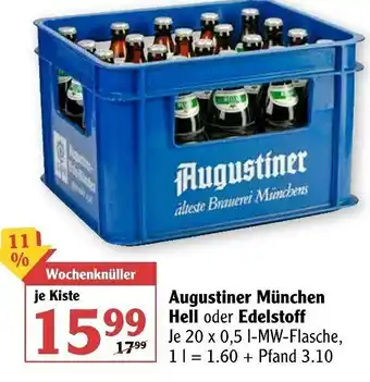 Globus Augustiner München Hell oder Edelstoff 20x0,5L Angebot