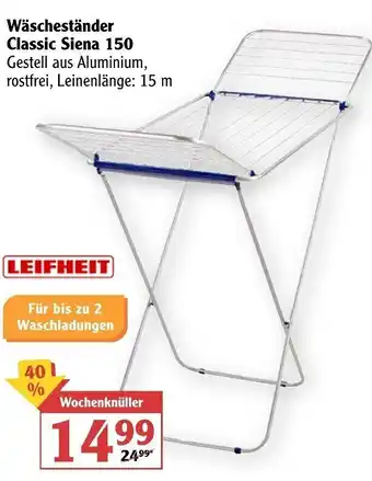 Globus Leifheit Wäscheständer Classic Siena 150 Angebot