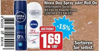 AEZ Nivea Deo Spray oder Roll On 40-150ml Angebot