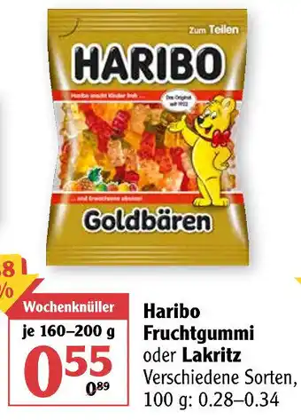 Globus Haribo Fruchtgummi oder Lakritz 160-200g Angebot