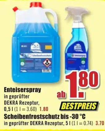 B1 Discount Baumarkt Enteiserspray 0,5L oder Scheibenfrostschutz bis -30 C Angebot