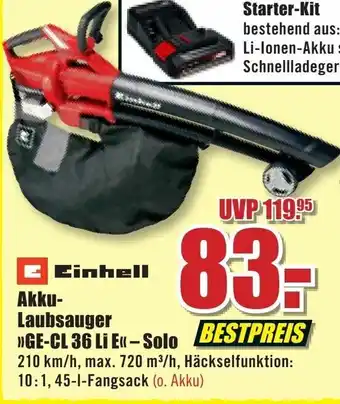 B1 Discount Baumarkt Einhell Akku Laubsauger GE-CL 36 Li E Solo Angebot