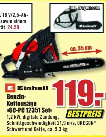 B1 Discount Baumarkt Einhell Benzin Kettensäge GC-PC 12351 Set Angebot