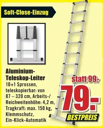 B1 Discount Baumarkt Aluminium Teleskop Leiter Angebot