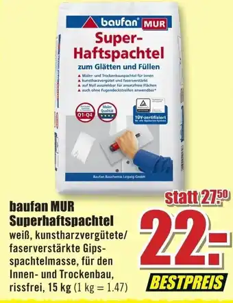 B1 Discount Baumarkt Baufan MUR Superhaftspachtel Angebot