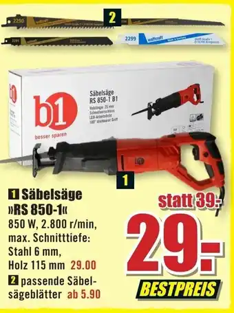 B1 Discount Baumarkt Säbelsäge RS 850-1 Angebot